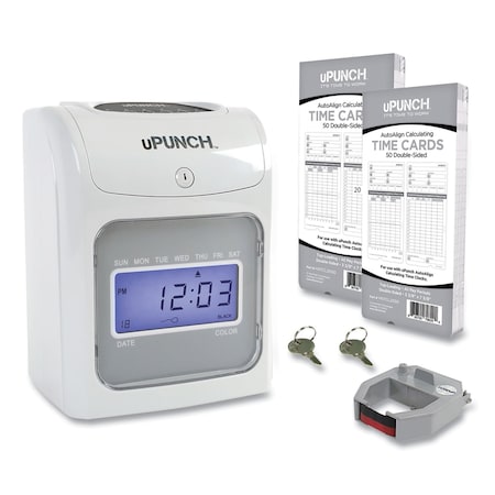 Upunch HN2500 Electronic Calculating Time Clock Bundle, LCD Display, Beige/Gray HN2500