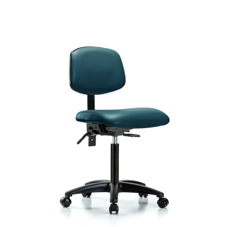 Blue Ridge Ergonomics Vinyl Chair, Med Bench, Casters, Royal BR-VMBCH-RG-T0-A0-NF-RC-8801
