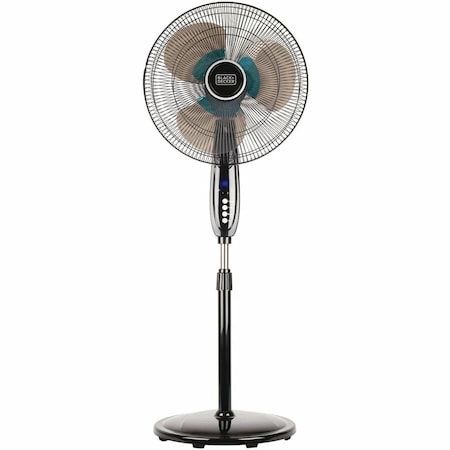 Black & Decker 16'' Oscillating Dual-Blade Stand Fan with Remote, Adjustable Height, Black BFSD116B