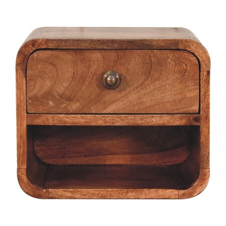 Homeroots 10" Beige Solid Wood Square One Drawer Nightstand 651740