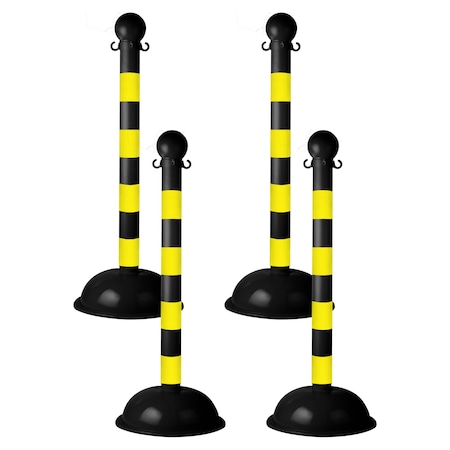 Mr. Chain Black/Yellow 3" Heavy Duty Stanchion (4-Pack) 99929-4