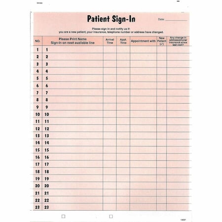 Tabbies Patient SignIn Label Forms, Pink, 125PK TAB14530