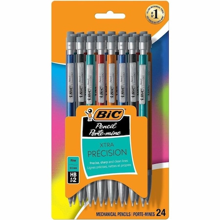 Bic Mechanical Pencil, Pocket Clip, 0.5mm, Assorted Barrels, 24/Pack MPLMFP241