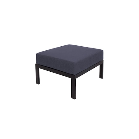 Bfm Seating Belmar Outdoor Ottoman with Sunbrella Cushion, Sand Black Frame PH6106BL-14089