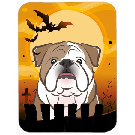 Carolines Treasures Halloween English Bulldog Glass Cutting Board- Large BB1777LCB