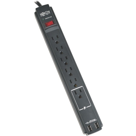 Eaton Tripp Lite Series Protect It 6-Outlet Surge Protector, 6 ft. 1.83 m Cord, 990 Joules, 2 x USB TLP606USBBTAA