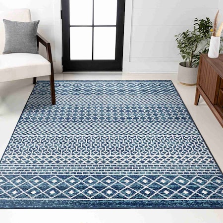 Jonathan Y Arta Moroccan Vintage Geometric Navy/Cream 4 ft. x 6 ft. Area Rug MOH106A-4