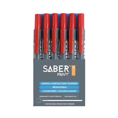 Faro Tools Faro SaberPaint RT Marker Retractable 6-Pk General Purpose Bullet Tip Red 59136