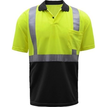Gss Safety HI-Vis Short Sleeve Polo Shirt, 100% Polyester Birdseye, Lime, XL 5003-XL