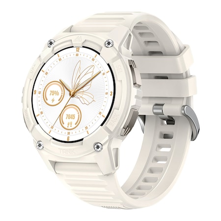 Kospet TANK S2 1.32-In. AMOLED GPS Smartwatch with Silicone Band Lily White P-S001-W