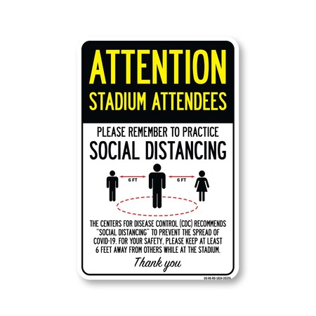 Signmission PSA Stadium Attendees Practice Social Distancing 24in X 18in Wall Graphic, OS-NS-RD-1824-25376 OS-NS-RD-1824-25376