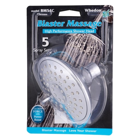 Whedon Blaster Massage Polished Chrome Plastic 5 settings Showerhead 2.5 gpm BM54C