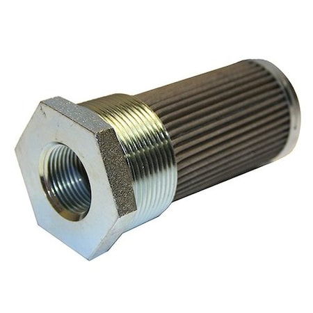 Lenz Externally-Mounted NPT Tank Strainer: 4 in. Overall Length, 3/4 NPT, 1 1/4 NPT M, 100 Micron, 10 GPM LTM-12-100