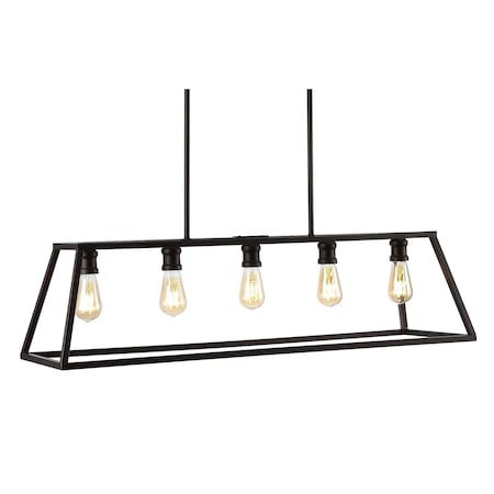 Jonathan Y Floyd 38" 5-Light Adjustable Iron Farmhouse Vintage LED Dimmable Pendant, Oil Rubbed Bronze JYL7521A