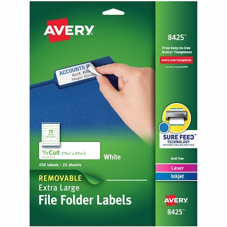 Avery Extra Large File Folder Labels, 1, PK450 8425