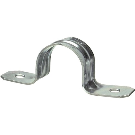 Halex 2-Hole Rigid Conduit Strap, 2 in, 1 in L, Steel, Zinc-Plated, 50/BX, 50PK 61220B