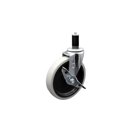 Service Caster 5 Inch Thermoplastic Rubber Wheel 1-3/8 Inch Expanding Stem Caster with Brake SCC-EX05S510-TPRS-SLB-138