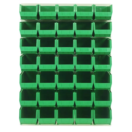 Quantum Storage Systems 48X61 HC LOUVERED PANEL W/35 BINS GREEN QLP-4861HC-240-35GN