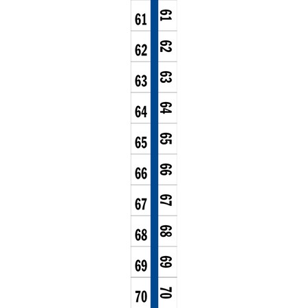 Tabbies 1/2" NUMERICAL EXHIBIT INDEX TABS, BLUE COLOR EDGE, '#61 - 70', 100 TABS/PACK, 5 PACKS/BOX, 5PK 58006