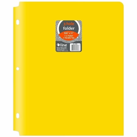 C-Line Products Two-Pocket Heavyweight Poly Portfolio Folder with Three-Hole Punch, Yellow, 25PK 33936
