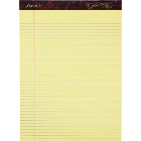 Ampad/ Of Amercn Pd&Ppr Ampad, GOLD FIBRE WRITING PADS, NARROW RULE, 8.5 X 11.75, CANARY, 50 SHEETS, DOZEN 20022
