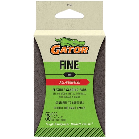 Gator Finishing 3 x 4 x 1/2 in. All-Purpose Flexible Sanding Pads, Fine, 3PK 4155