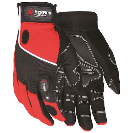 Mcr Safety Mechanics Gloves, Memphis, Large, Synthetic, Black/Red 924L