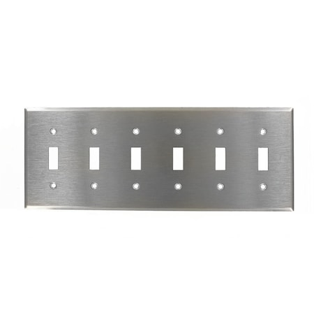 Leviton Switch Wallplate, Standard Size, Gang 6, Stainless Steel 84036-40