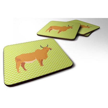 Carolines Treasures Zebu Indicine Cow Green Foam Coaster, Set of 4 BB7651FC