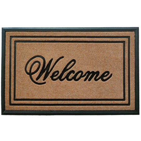 Direct Home Textiles Goup 18 in. W X 30 in. L Beige/Black Rubber Door Mat BTC1830-12