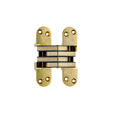 Universal Industrial Soss 1-3/8" x 5-1/2" Heavy Duty Invisible Hinge for 2" Doors Bright Brass Finish 220US3
