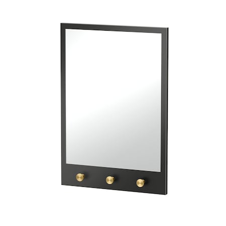 Gatco Glamorous 29" Mirror with 3 Hooks, Matte Black/Brushed Brass 1836MXB