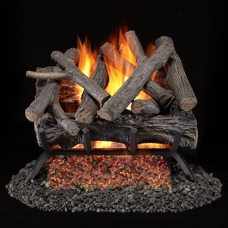 Bluegrass Living Vented Natural Gas or Propane Fireplace Log Set With Remote Control Kit, 18" Rustic Oak, 45,000 BTU BVL18-3-RO