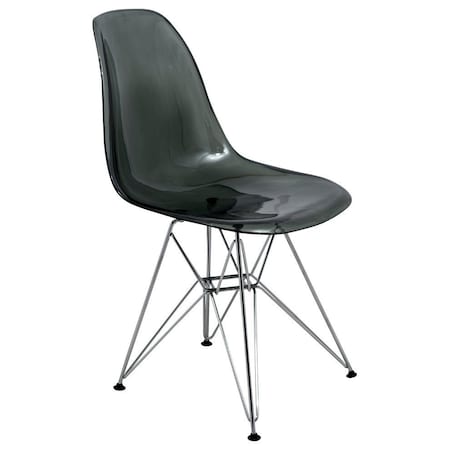 Leisuremod Cresco Plastic Dining Side Chair, Transparent Black CR19TBL