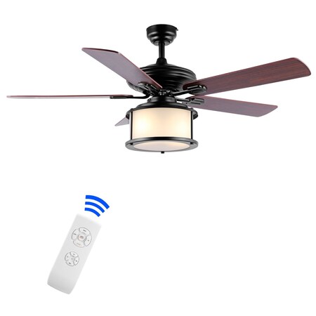 Jonathan Y Brantley 52" 2-Light Bohemian Farmhouse Iron LED CEILING FAN, Black JYL9619A
