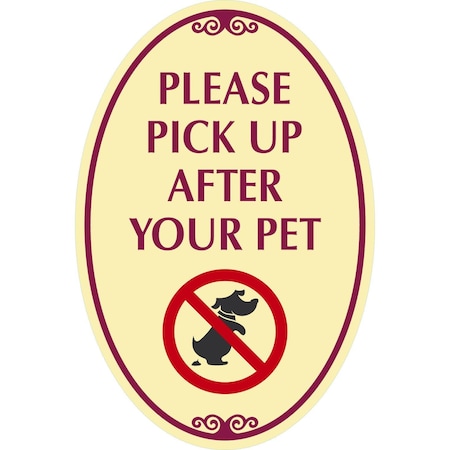 Lyle Please Pick Up After Your Pet with Graphic, 12x18, High Intensity Prismatic, Tan G-2520-HI_12x18