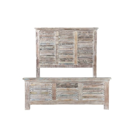 Homeroots Shutter Solid Wood King Gray Bed 521087