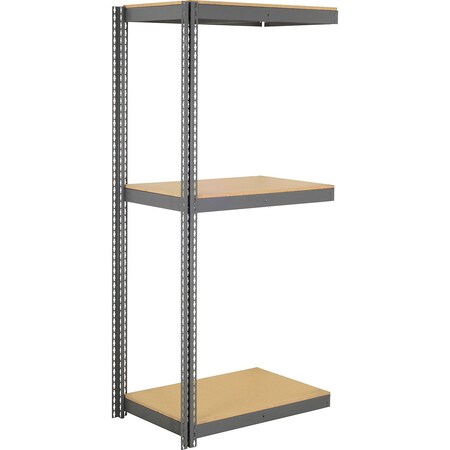 Global Industrial 3 Shelf, Heavy Duty Boltless Shelving, Add On, 48"W x 18"D x 72"H, Wood Deck B3164357