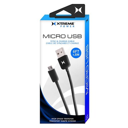 Xtreme 6-Foot Micro USB Sync & Charge Cable Black XAS80102BLK