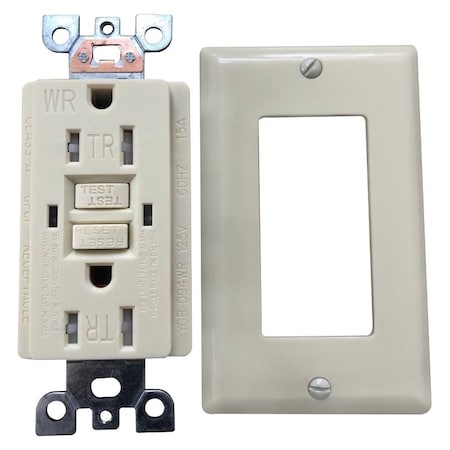 Genmax Genmax GFCI Wall Receptacle, 15 A, Ivory TRWR15VST