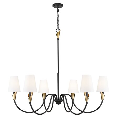 Z-Lite Claudelle 6-Light Chandelier, 46 in W, Matte Black + Modern Gold 4014-46MB-MGLD