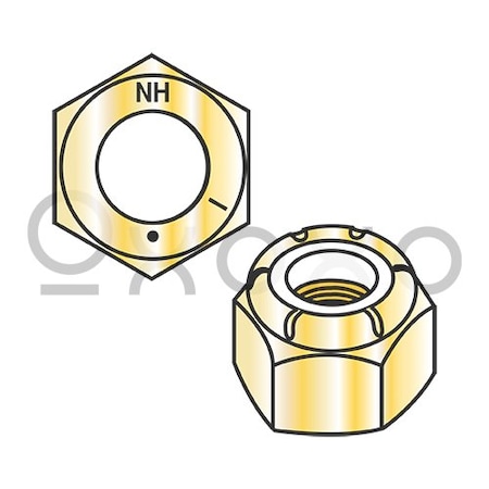 Oxoxo 3/4-16 N1610 Nylon Insert Hex Locknut NE Hex Standard Height Grade 8 Zinc Yellow, 50PK 278072