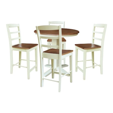 Whitewood Industries Rectangular Fixed Top Table W/ 4 Counter Height Stools, 36 in W, 35.9 in L, 36 in H, Parawood, 5 K79-36RT-23B-S402-4