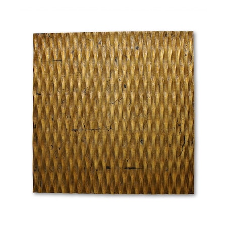 Homeroots 1 x 24 x 24 Gold Metallic Ridge - Wall Art Wood Wall Art 274793