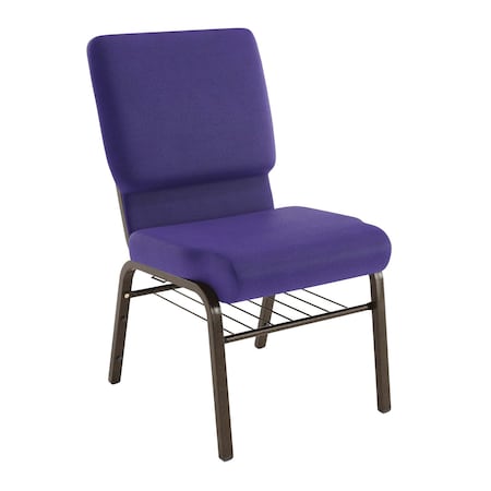 Flash Furniture 18.5"W Church Chair in Purple Fabric w/ Book Rack, 4PK 4-XU-CH-60096-PU-BAS-GG