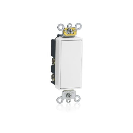 Leviton Decora Plus Rocker Dbl-Throw Ctr-OFF Momentary Contact Sgl-Pole AC Quiet Switch, 15A, 120/277V, White 5657-2W