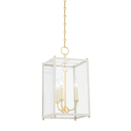 Hudson Valley Lighting Mark D. Sikes X Chaselton 3 Light Lantern 10 In. Aged Brass/Off White MDS1200-AGB/OW