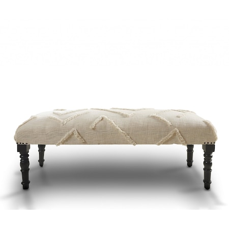 Homeroots 47in Cream and Black Cotton Upholstered Geometric Bench 483751