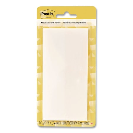 Post-It Transparent Notes, 2.88" x 5.88", Clear, 36 Sheets/Pad 636-TRSPT