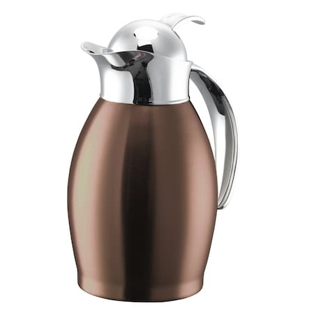 Service Ideas Nicollet Series 0.6-Liter Stainless Vacuum Insulated Carafe with Push Button Lid in Rose Gold NIC06BSPBRG